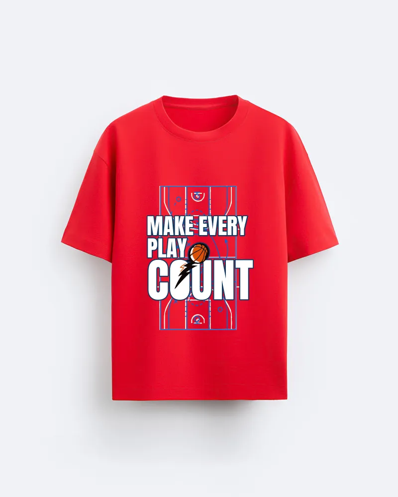 Make Every Play Count Red Oversized T-shirt