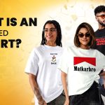 Group of diverse young adults wearing oversized T-shirts with logos against a yellow gradient background and bold title text on the left.