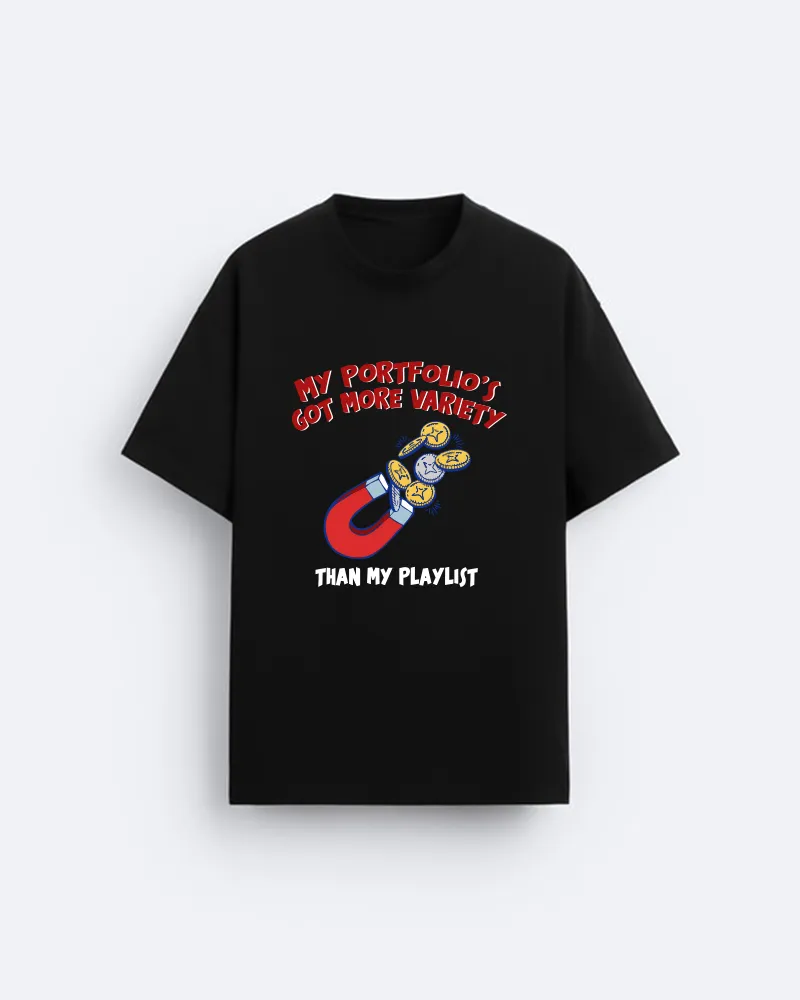 My portfolio's got more variety Black Oversized Tshirt
