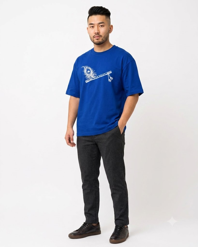 Divine Rhythm Electic Blue Oversized T-Shirt