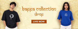 Promotional banner for kapp a collection drop featuring models on a patterned beige backdrop with a bold 'LIVE NOW' button.