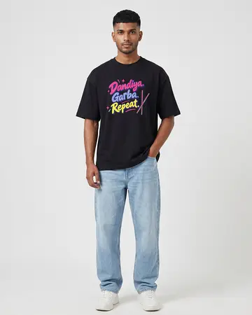 Dandiya garba repeat Black Oversized T-Shirt